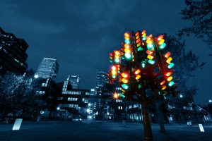 city, Traffic lights, Night, Colorful, London, UK