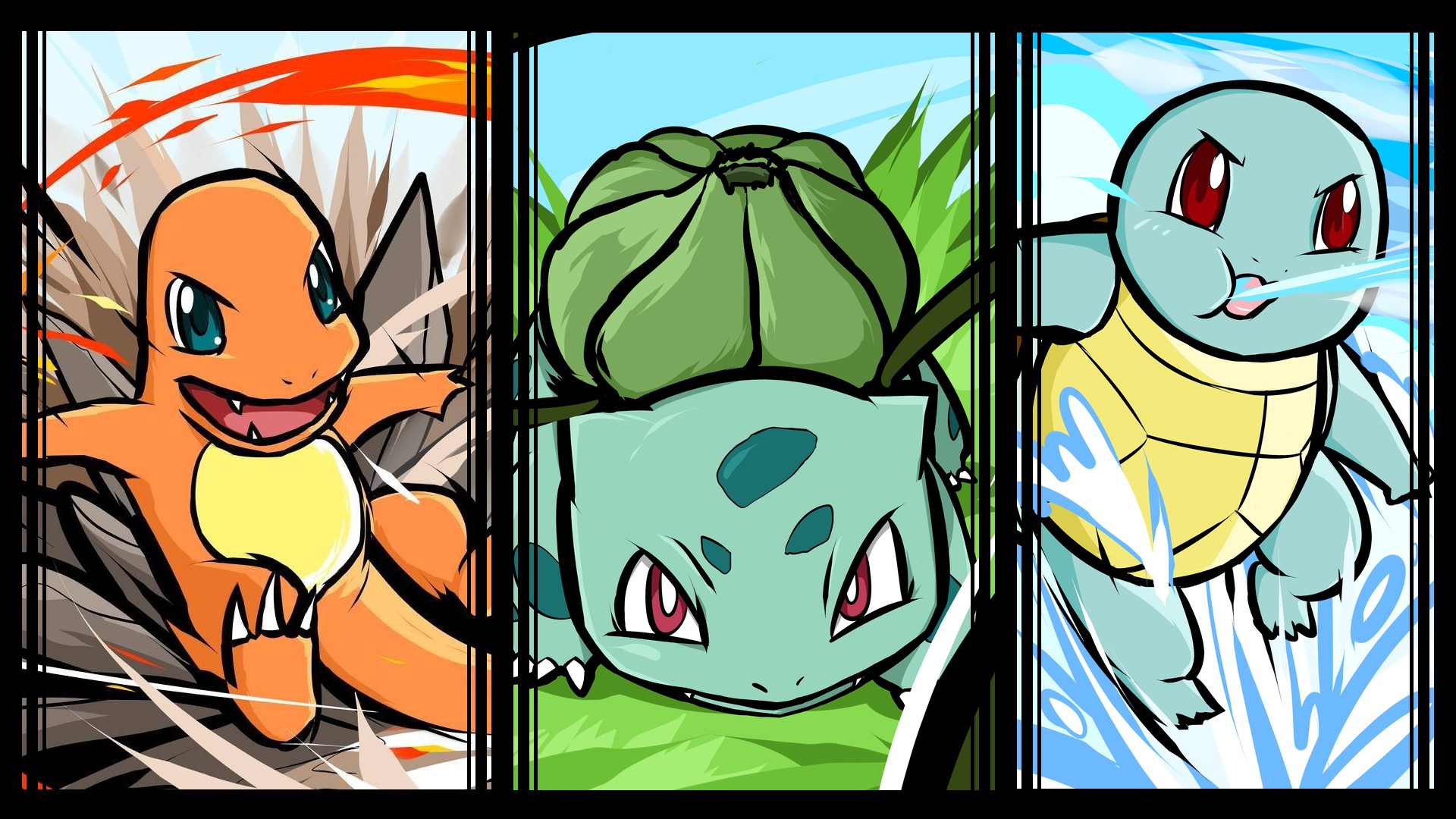 Bulbasaur, Squirtle, Charmander, Pokémon Wallpaper