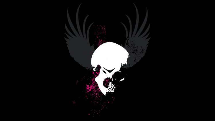 skull, Grunge, Black background HD Wallpaper Desktop Background