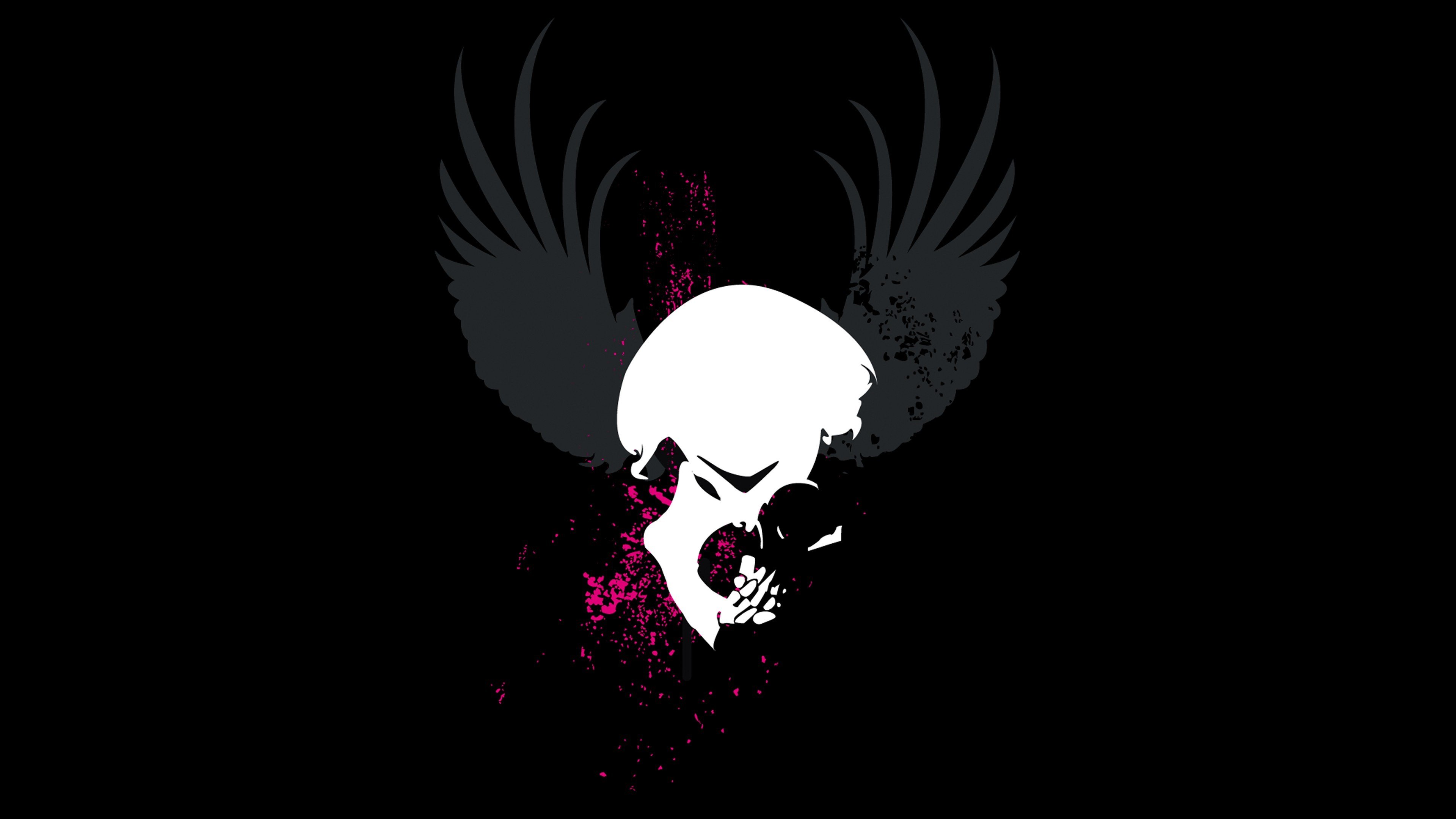 skull, Grunge, Black background Wallpaper