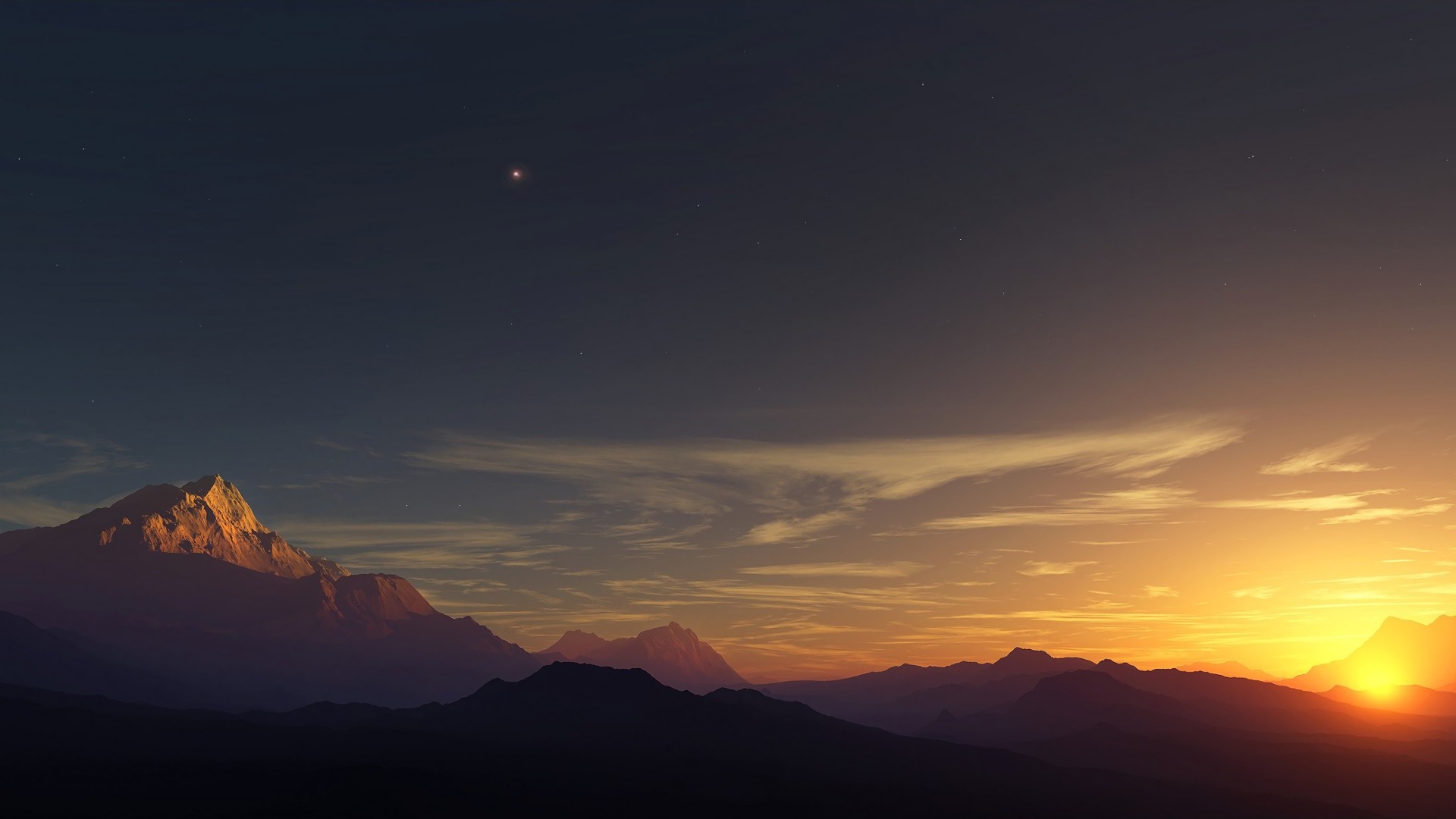 Sun, Mountains Wallpaper