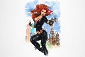 Black Widow, Illustration, Marvel Comics, Simple background