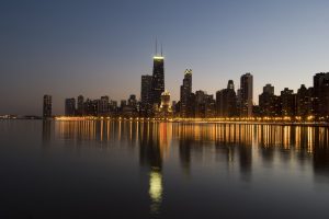 city, Chicago, City lights, Reflection