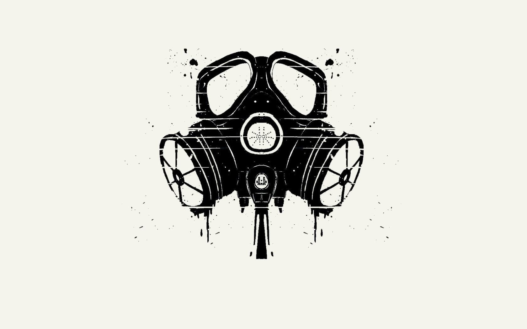 minimalism, Gas masks, Apocalyptic, Monochrome Wallpaper
