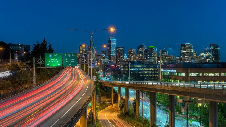 Seattle, Night, Building HD Wallpaper Desktop Background