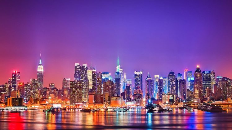 New York City, Night, Building, City lights HD Wallpaper Desktop Background
