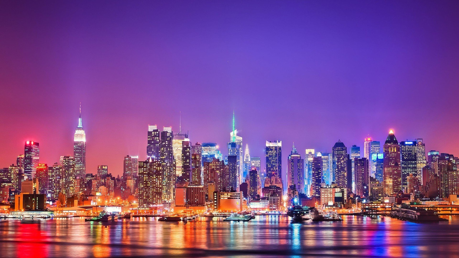 New York City, Night, Building, City lights Wallpaper