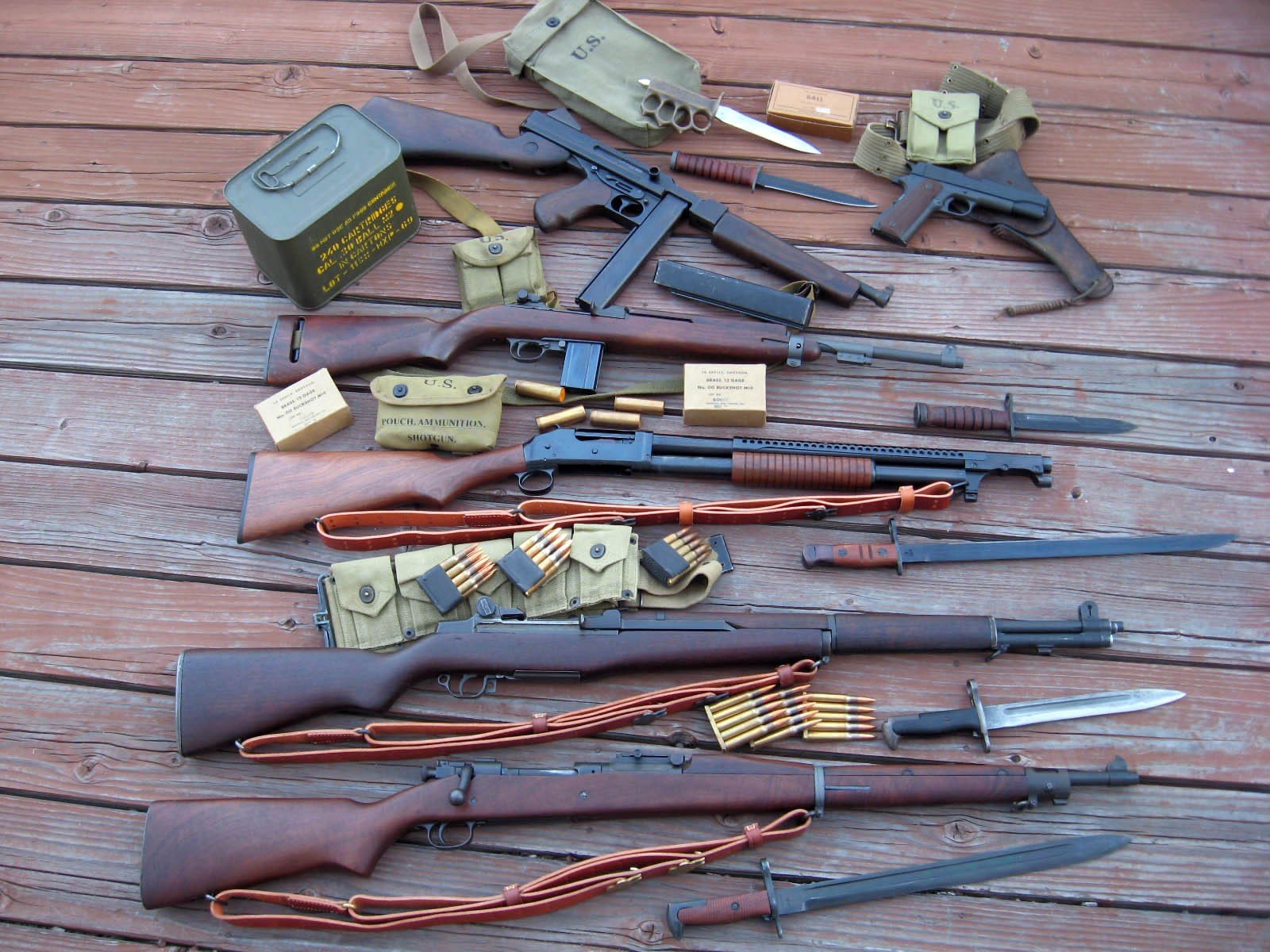 gun, Knife, Ammunition, Thompson, M1 carbine, M1903 Springfield, Colt 1911 Wallpaper