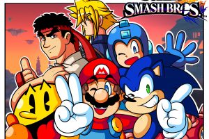 Cloud Strife, Ryu (Street Fighter), Sonic, Sonic the Hedgehog, Super Mario, Super Smash Brothers, Mega Man, Street Fighter, Final Fantasy, Crossover