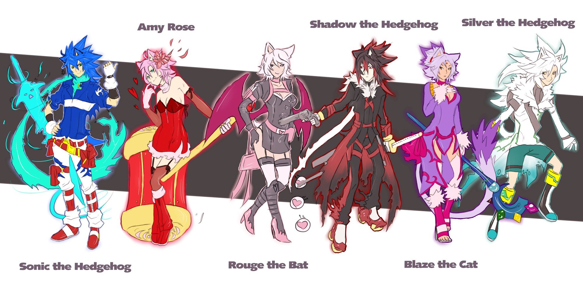 Sonic, Sonic the Hedgehog, Shadow the Hedgehog, Humanized Wallpaper