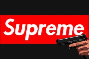 supreme, Black background, Handgun, Red, Glock