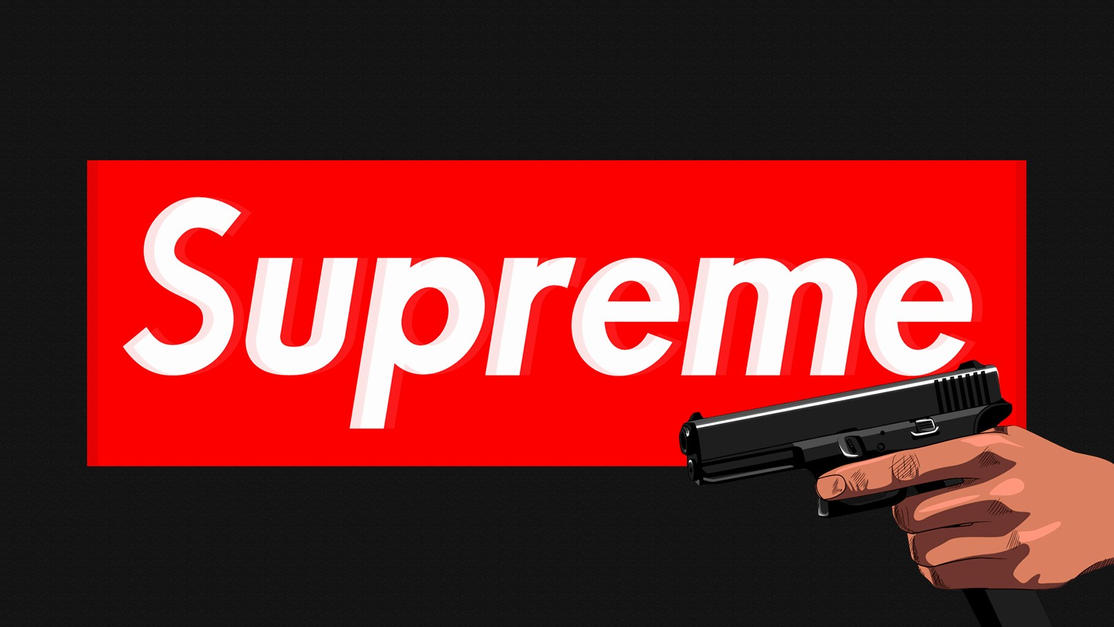 supreme, Black background, Handgun, Red, Glock Wallpaper