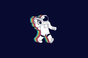 astronaut, Minimalism, Boombox