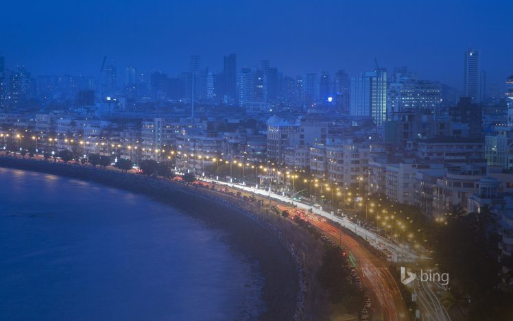 Bing, City, Lantern, Night, Cityscape, Traffic, Water, Building, Mumbai HD Wallpaper Desktop Background