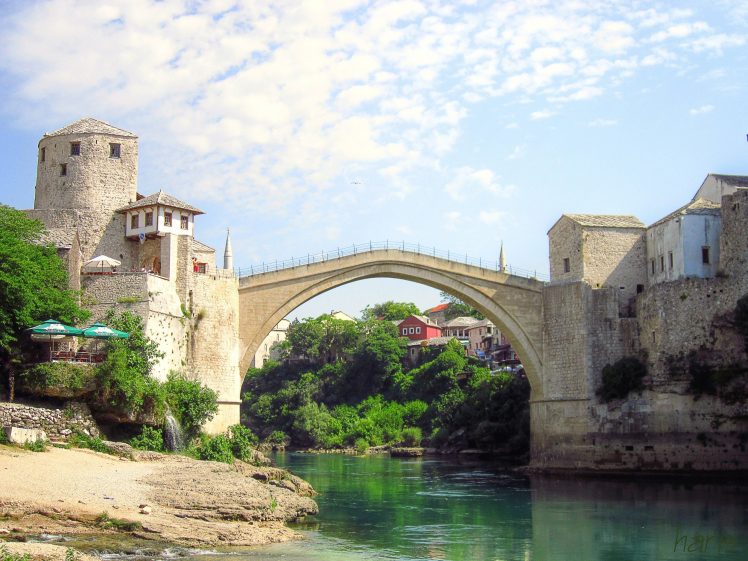 Mostar, Old bridge, Stari Most, Bosnia and Herzegovina, River, Neretva HD Wallpaper Desktop Background