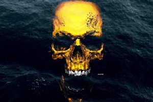 skull, Pacific Ocean, Gold