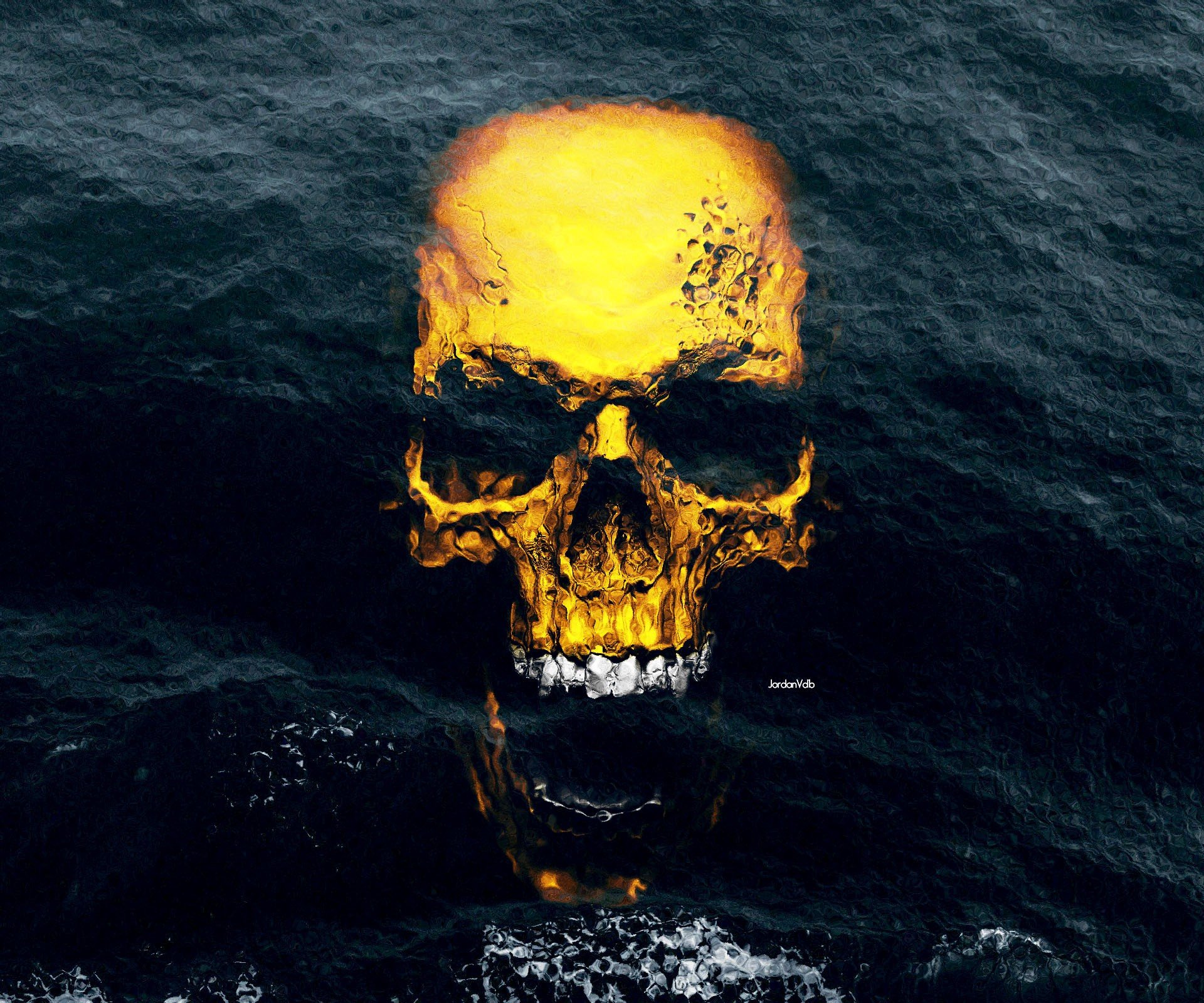 skull, Pacific Ocean, Gold Wallpaper