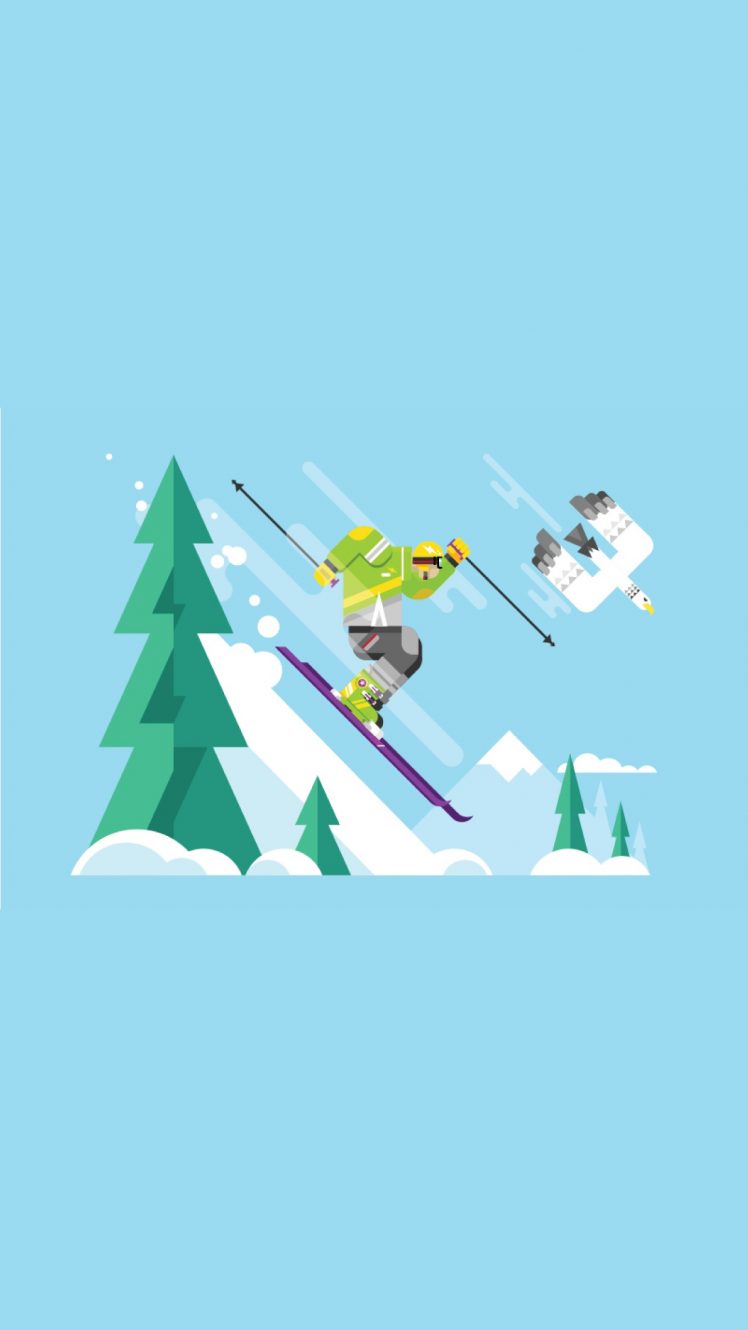 skiing, Minimalism HD Wallpaper Desktop Background