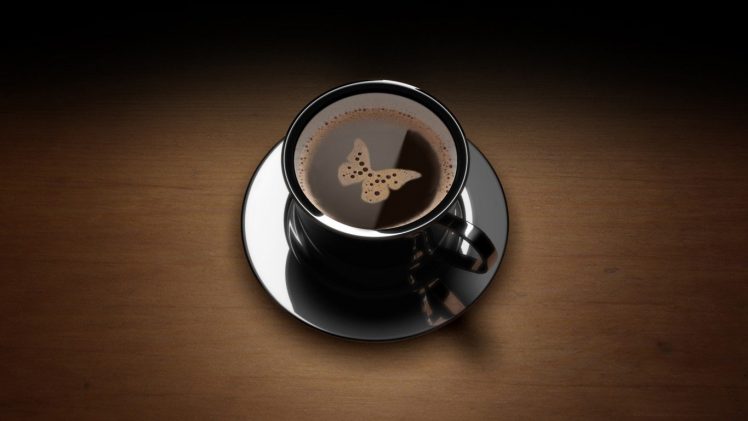 mugs, Coffee, Butterfly, Macro HD Wallpaper Desktop Background