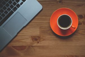 freelance, Wooden surface, Coffee, Cup, Mugs, Laptop, Minimalism