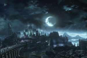 Dark Souls III, Dark Souls, Castle, Dark fantasy, Night, Moon