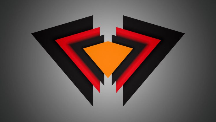 triangle, Material minimal, Red, Black, Orange, Vignette HD Wallpaper Desktop Background