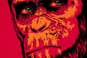 apes, Planet of the Apes, Red, Red background