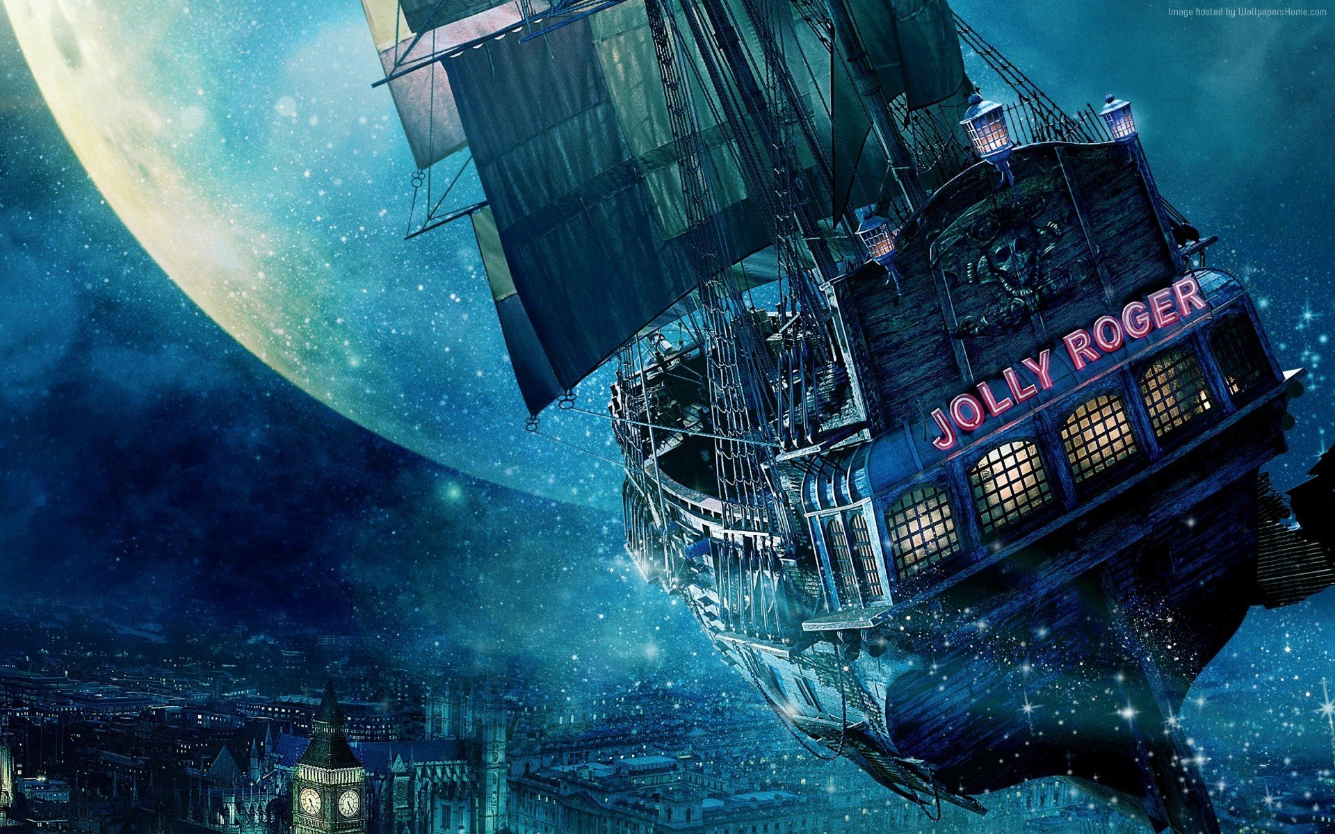 Pan, Sailing ship, Jolly Roger Wallpaper