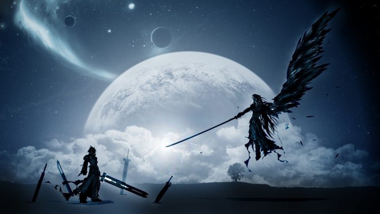 Final Fantasy, Wings, Moon, Planet HD Wallpaper Desktop Background
