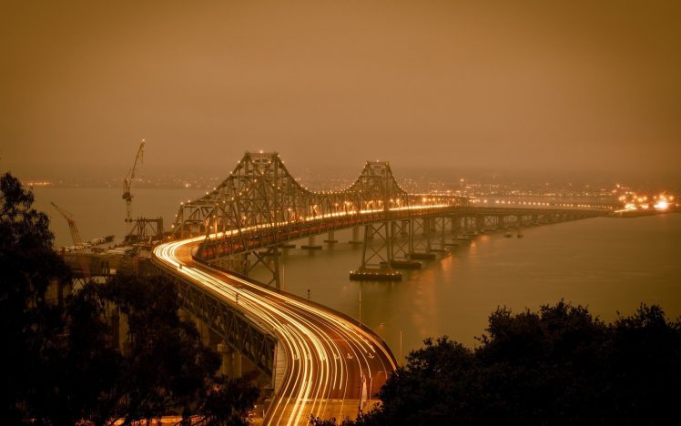 bridge, Long exposure, Oakland Bay Bridge, San Francisco HD Wallpaper Desktop Background