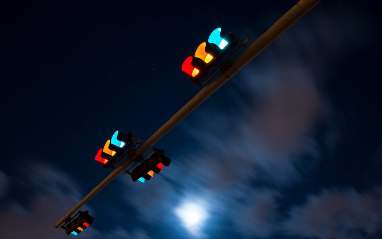 night, City, Lights, Traffic lights HD Wallpaper Desktop Background
