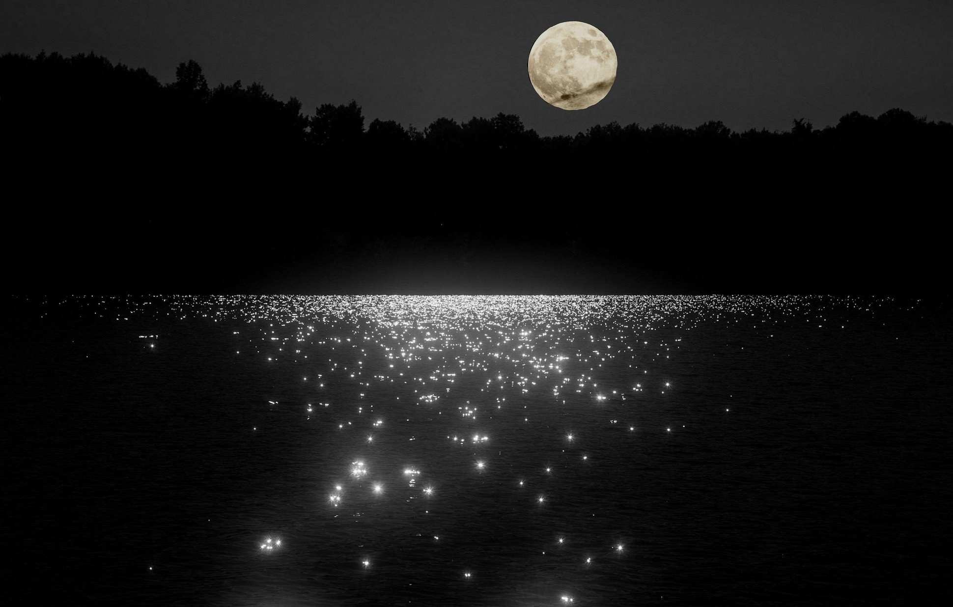 moonlight, Night, Water Wallpaper