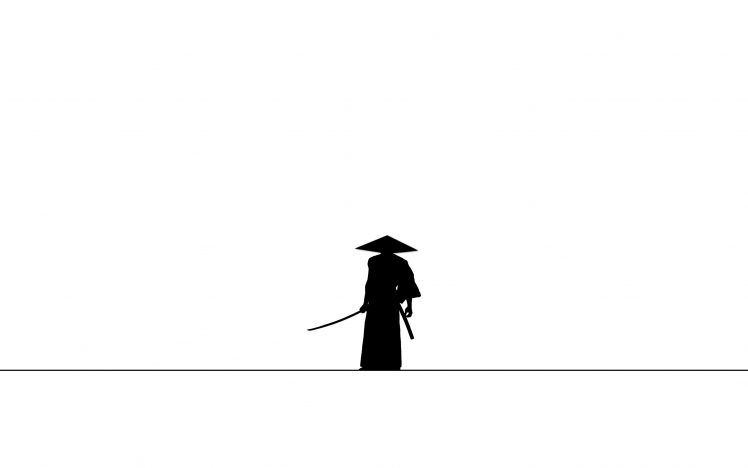 samurai, Minimalism, Silhouette, Simple background, Katana, Samurai Jack HD Wallpaper Desktop Background