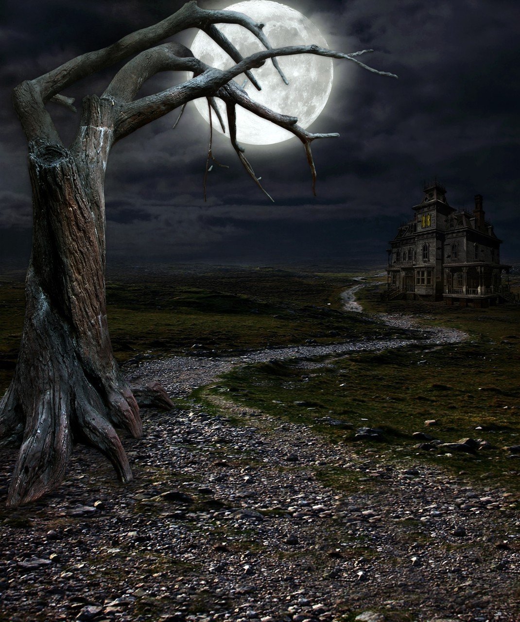 house, Moon, Night Wallpaper