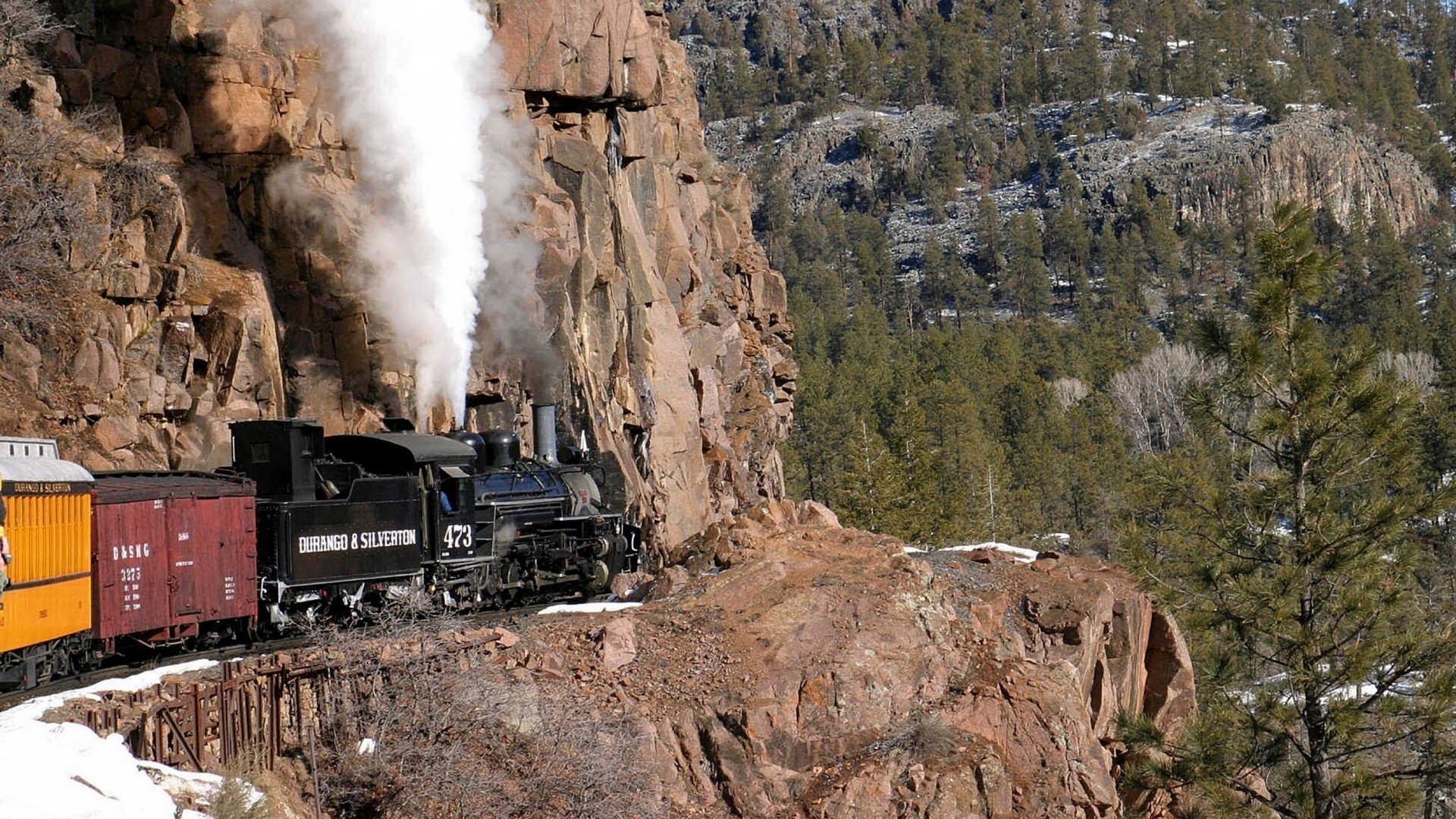 train, Trees Wallpaper