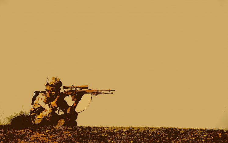 soldier, Shooting, Rifles, Snipers, Simple background HD Wallpaper Desktop Background