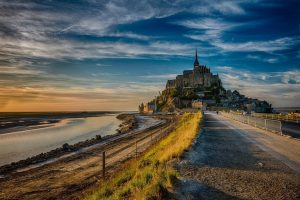 road, Castle, Mont Saint Michel