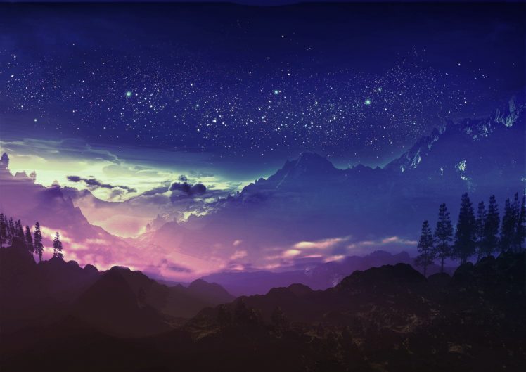 night, Blue, Mountain HD Wallpaper Desktop Background