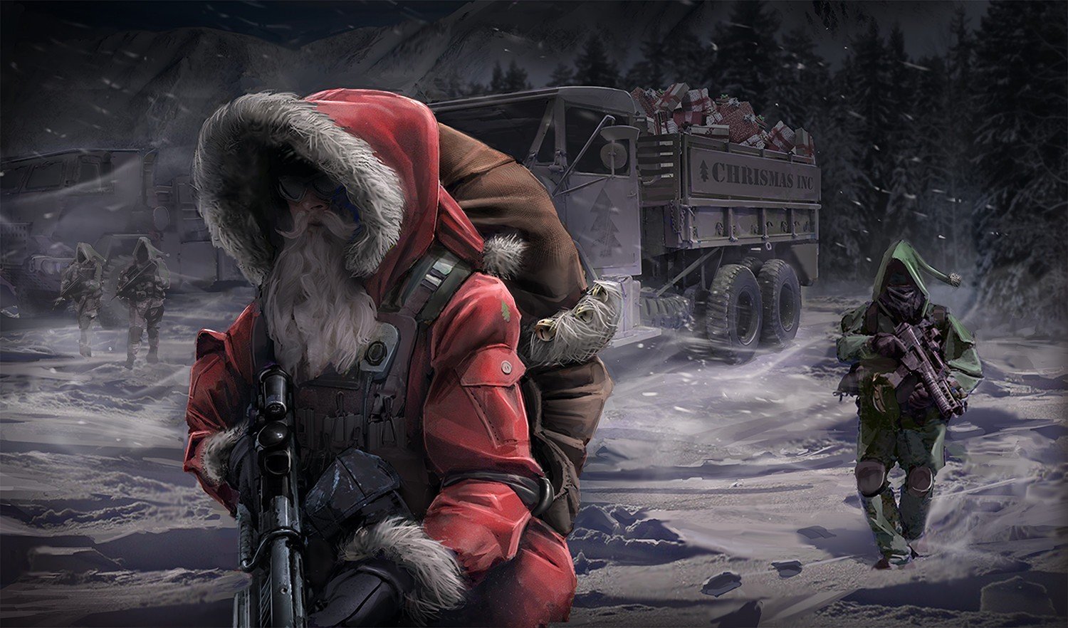 santa, Elves, G36K, Christmas Wallpaper