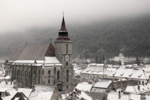 Brasov, Romania, Snow, City, Church