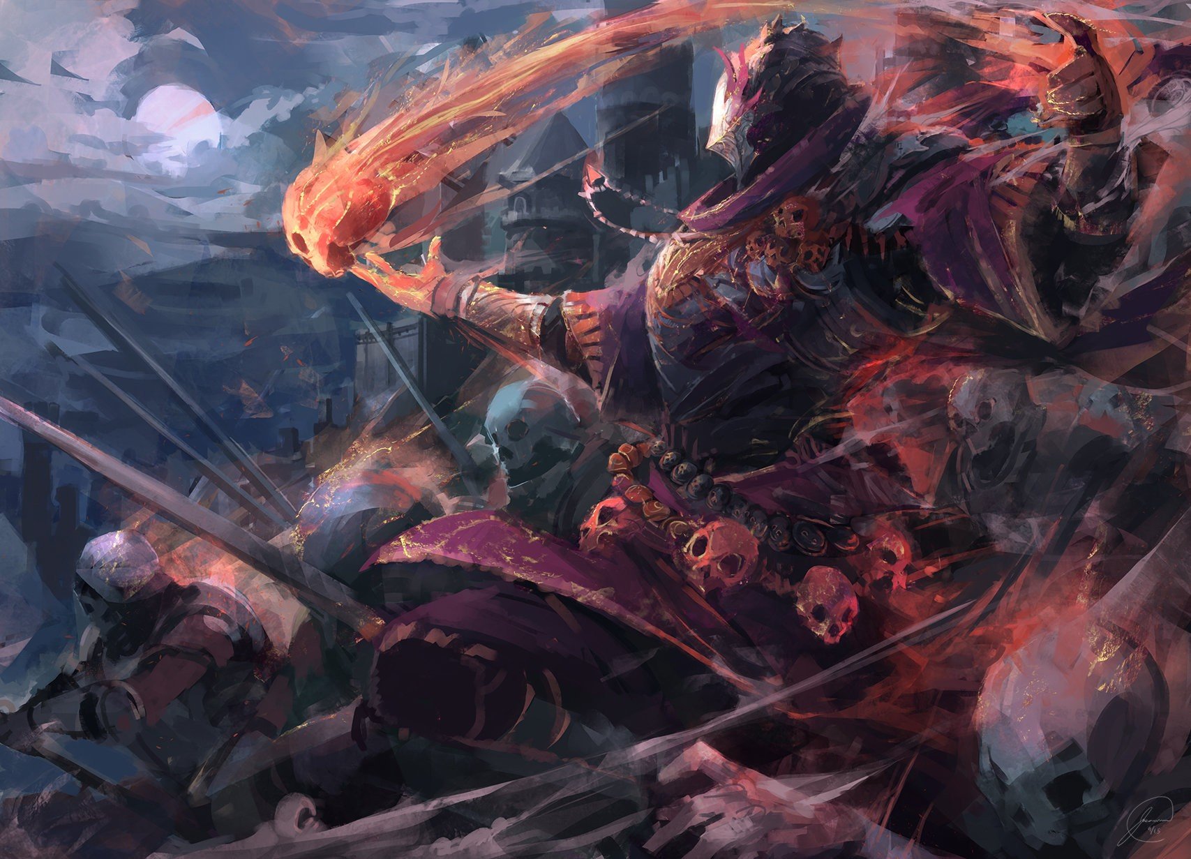 necromancers, Undead, Red Wallpaper