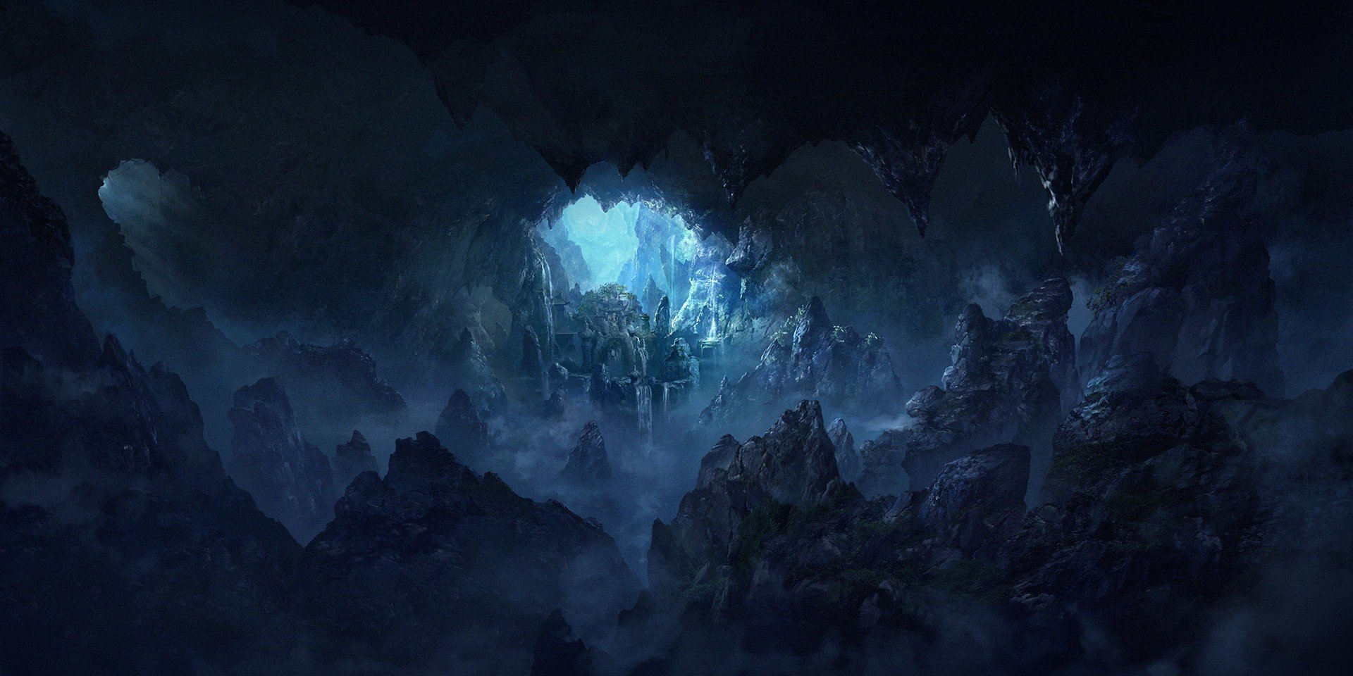 cave, Blue Wallpaper