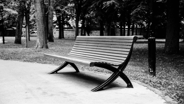 bench, Park, Monochrome HD Wallpaper Desktop Background