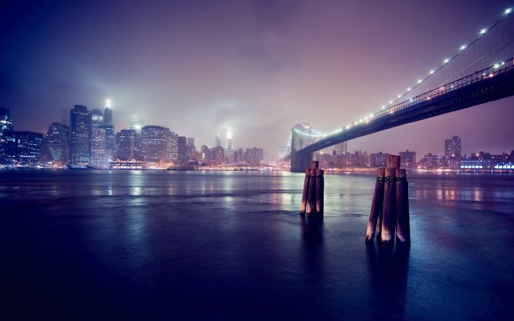 city, Bridge, Bay, Brooklyn Bridge, Manhattan, New York City HD Wallpaper Desktop Background
