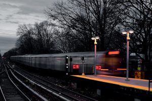 train, Speed blur, Light trails, Selective coloring