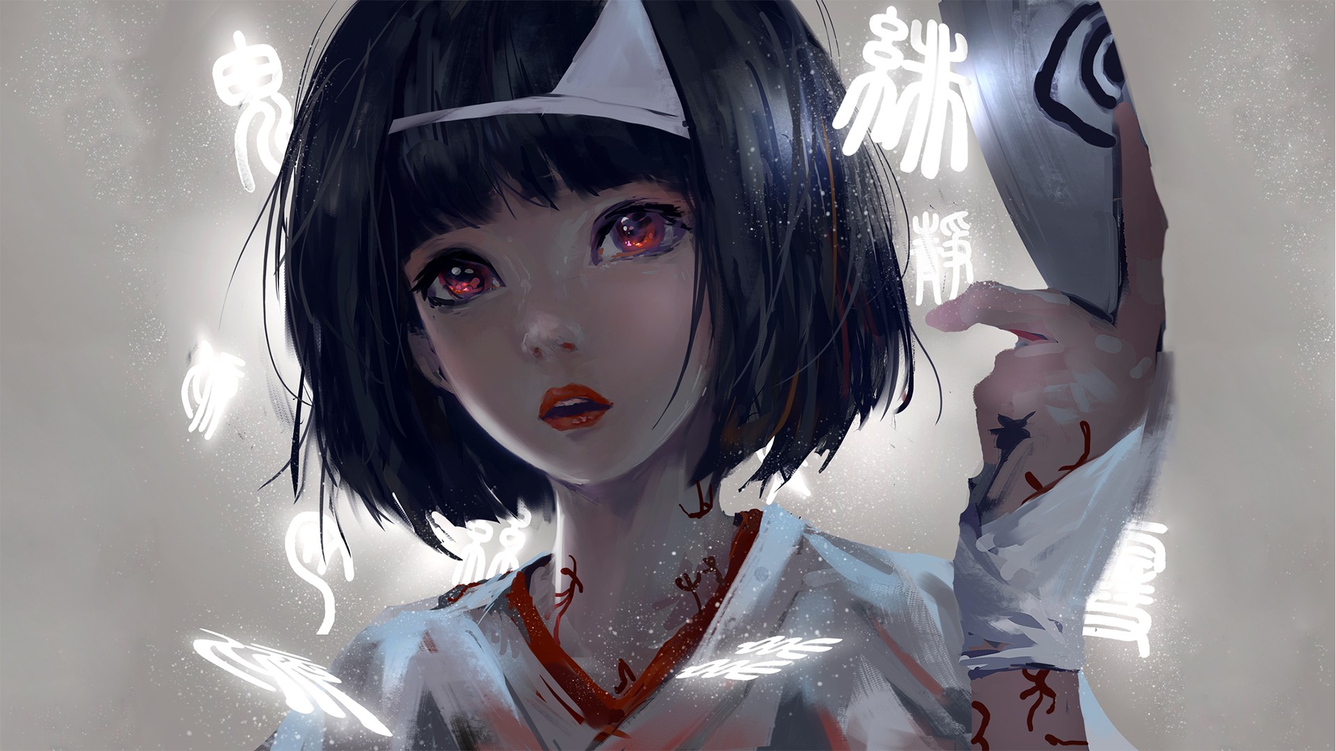 black hair, Short hair, Red eyes, Asian, Nora (Noragami), Noragami Wallpaper