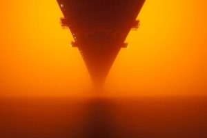 bridge, Mist, Orange
