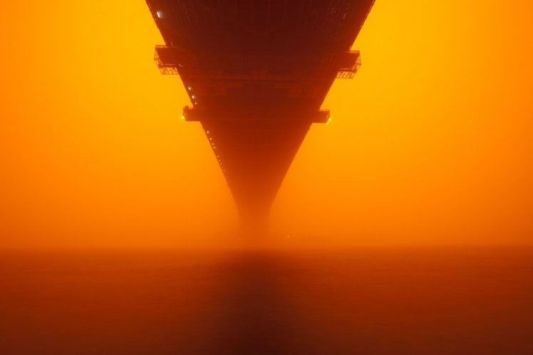 bridge, Mist, Orange HD Wallpaper Desktop Background
