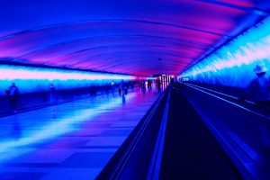 airport, Hallway, Blue, Photography