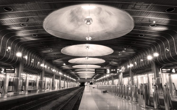 photography, Architecture, Monochrome, Subway, Train station HD Wallpaper Desktop Background